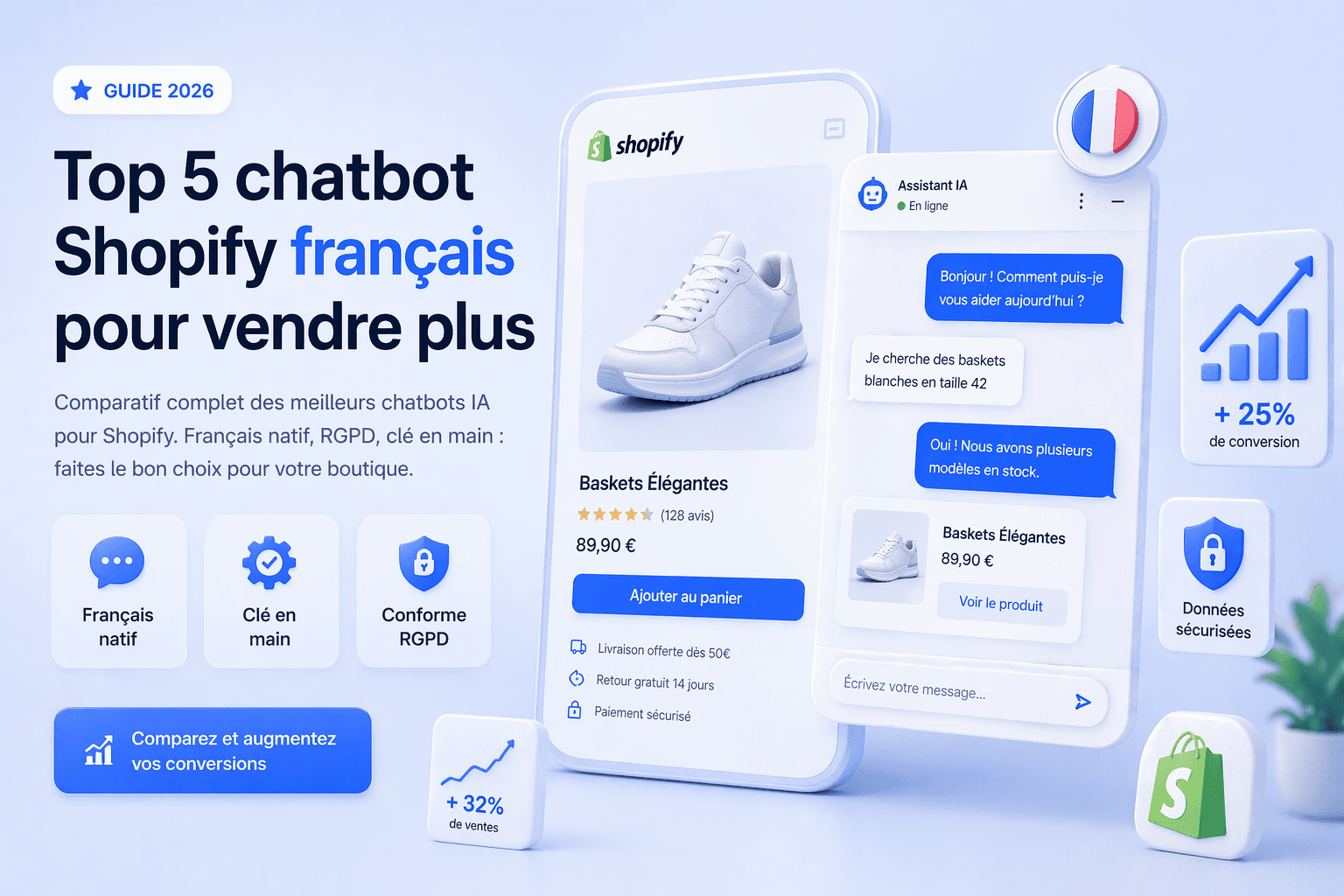 Top 5 des meilleurs chatbots Shopify français en 2026, comparatif complet